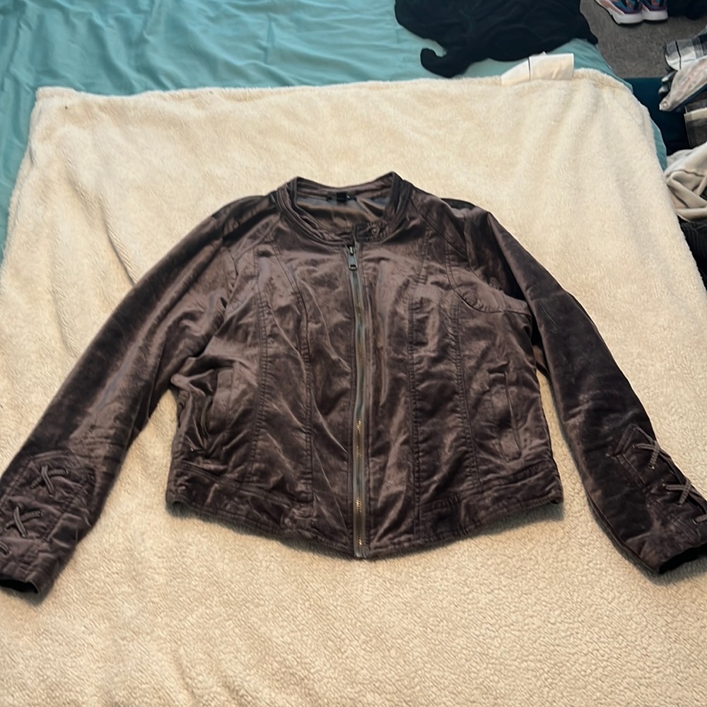 Torrid Grey Velvet Moto Jacket